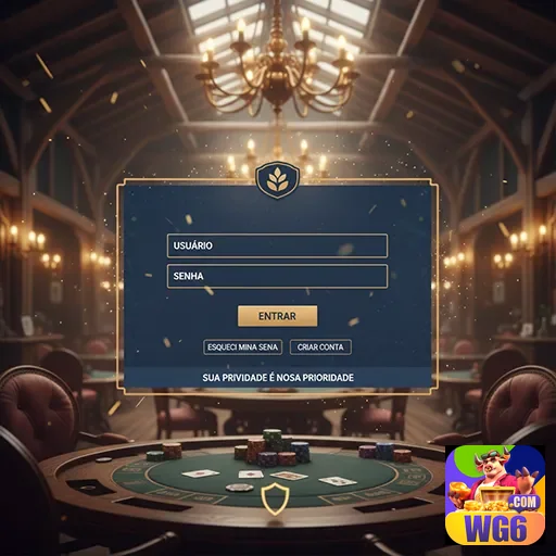 Tela de login do aplicativo wg6 para usuários VIP.