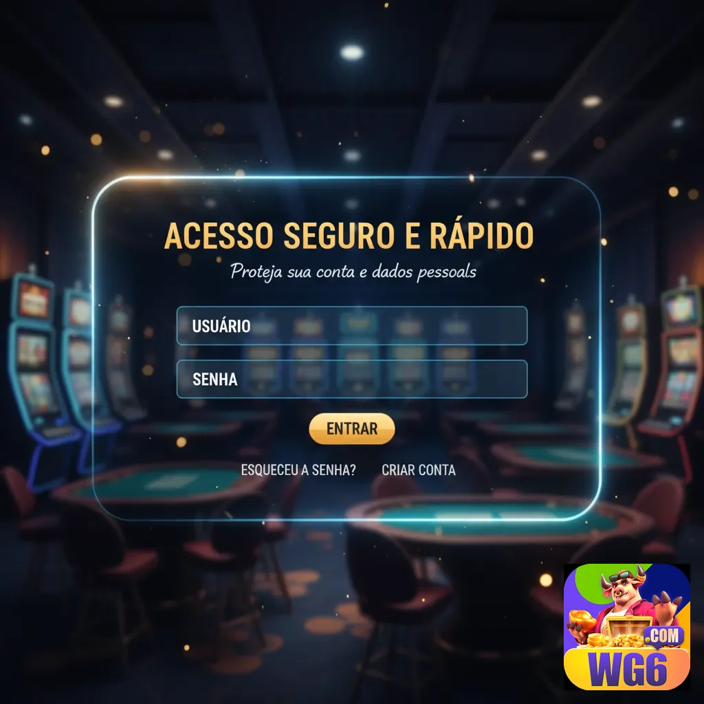 Tela de login da wg6 com acesso seguro e informações do jogador.
