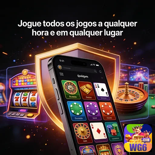 Aplicativo wg6 com interface acessível e jogos de cassino.