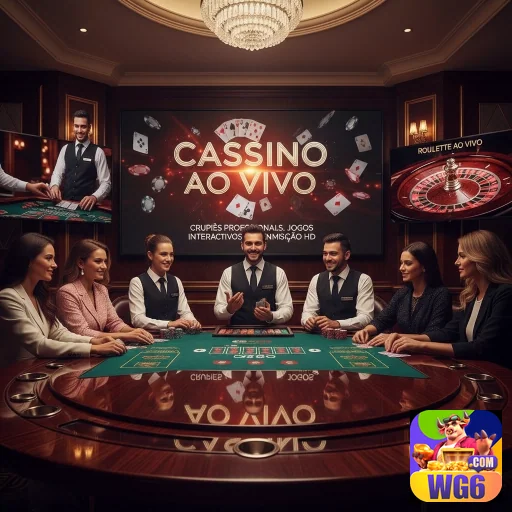 Jogadores interagem em cassino ao vivo da wg6 com crupiês.