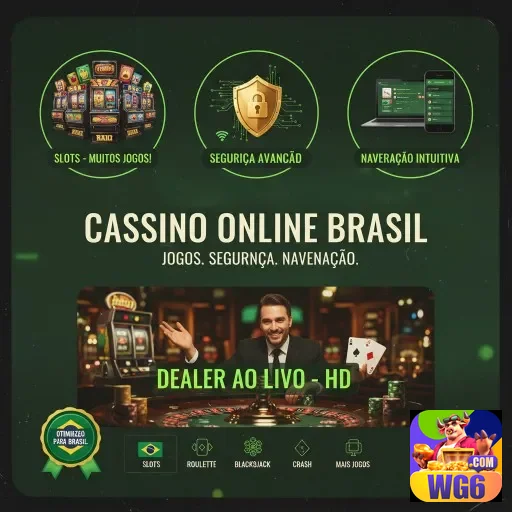 wg6 interface com opções de jogos e dealer ao vivo.