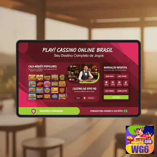 wg6 exibe interface de cassino online com caça-níqueis populares.