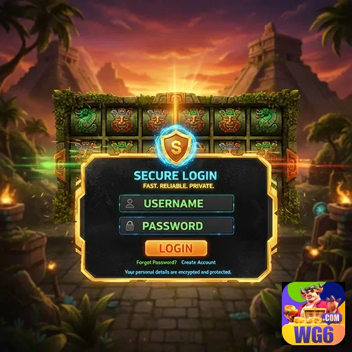 Tela de login segura do cassino wg6 com slots.