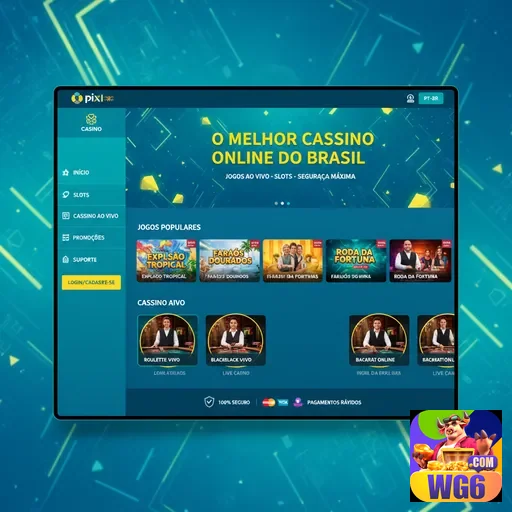 Tela de celular do wg6 mostrando interface de jogos online.