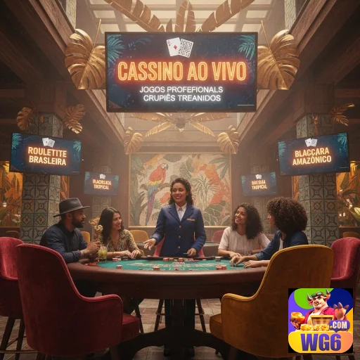 Imagem do site wg6 destacando cassino ao vivo com crupiês.