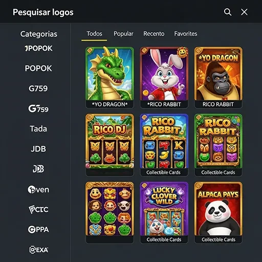 Tela mobile com jogos rápidos e populares wg6 em site oficial