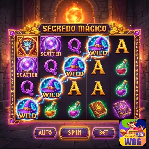 Tela do jogo Segredo Mágico no site wg6 com símbolos atraentes.