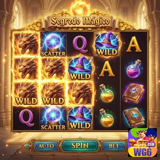 wg6 apresenta slot 'Segredo Mágico' com símbolos brilhantes.