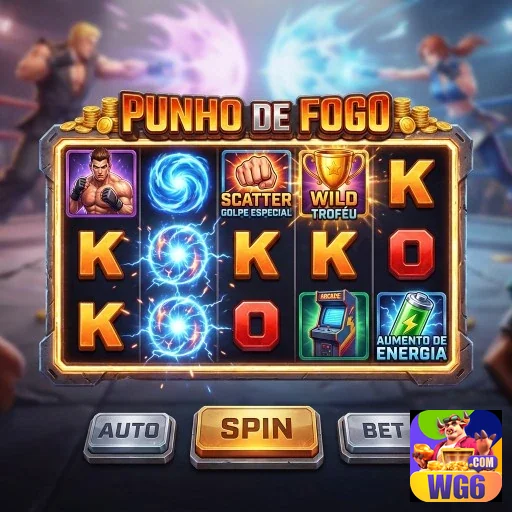 wg6 exibe o jogo Punho de Fogo com interface vibrante.